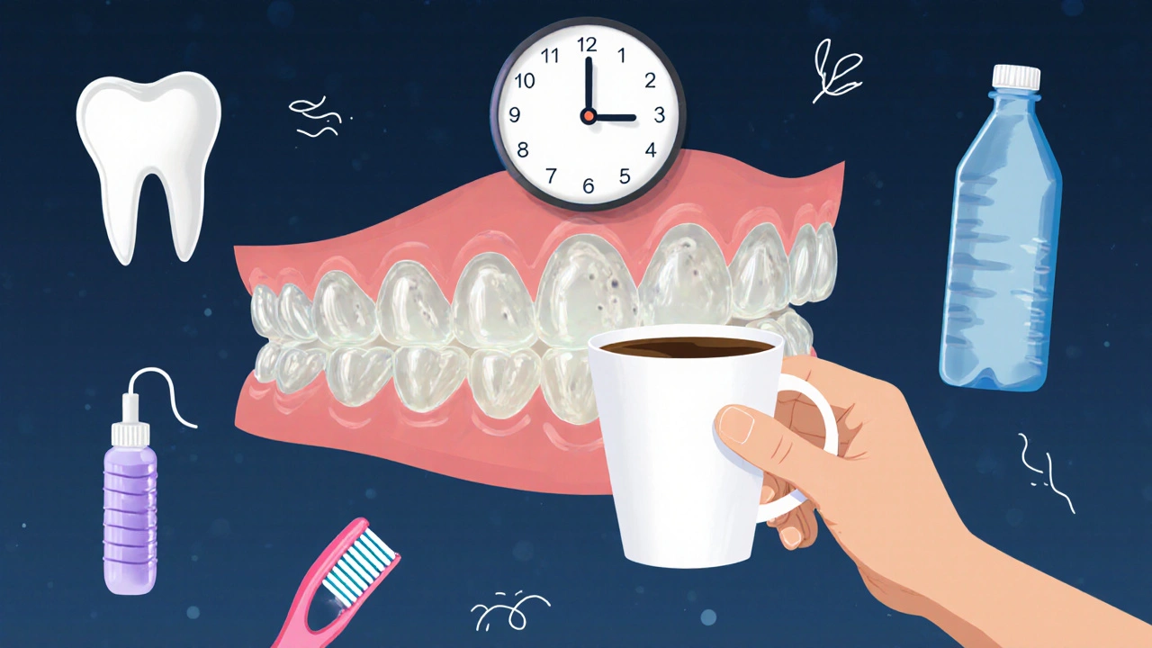 Přirozeně svítící zuby se postupně matnějí, symbolizující důsledky příliš častého bělení.