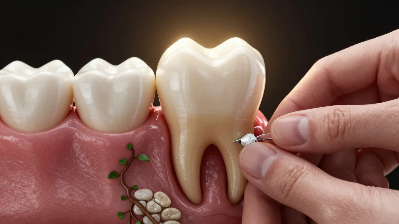 Zubní kořen se postupně uzdravuje, když se dásně znovu přilnou k povrchu.