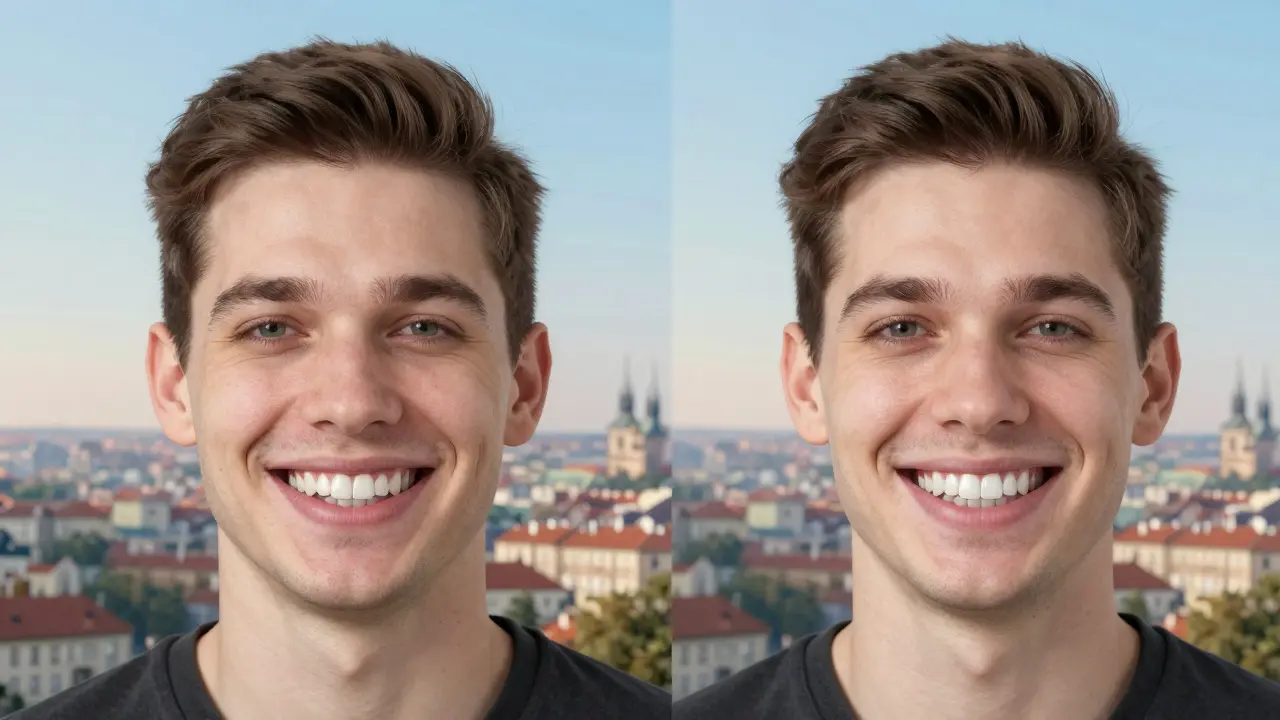 Dvě strany úsměvu: před a po ortodontické léčbě clear alignery.