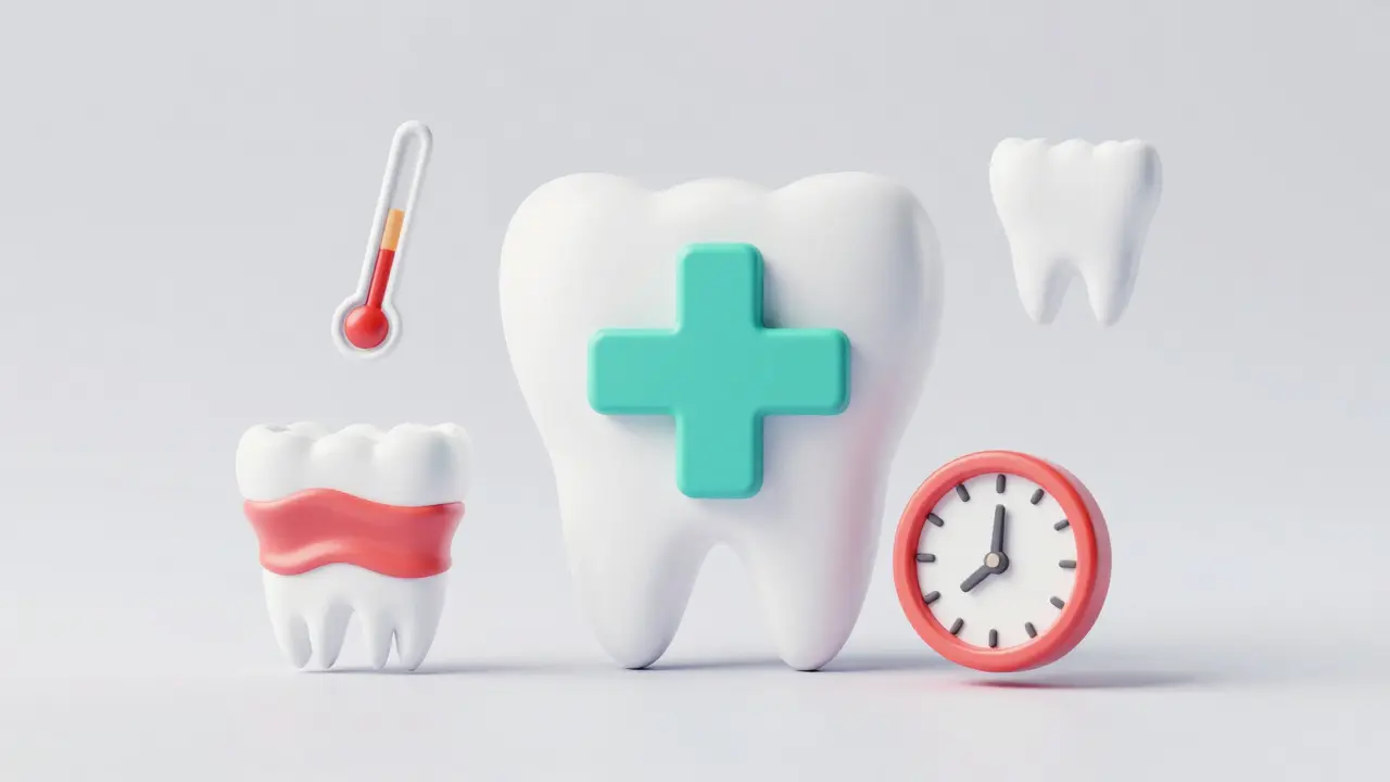 Konceptuální znázornění urgentních příznaků zubní bolesti.