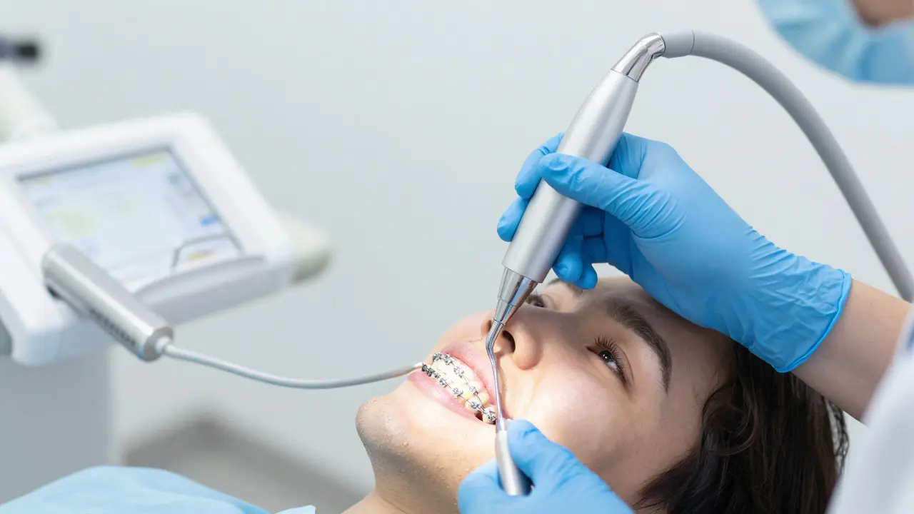 Profesionální dentální hygiena u pacienta s fixními rovnátky.