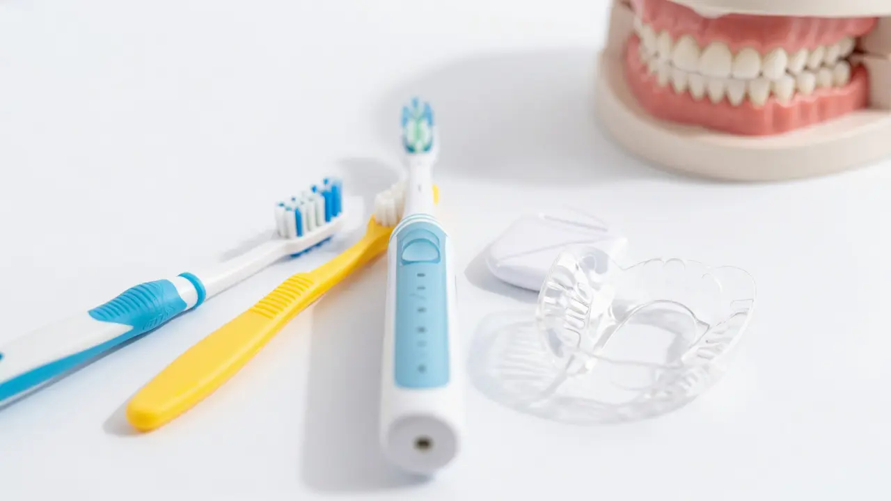 Hygienické potřeby a nocní chránič na bílém pozadí