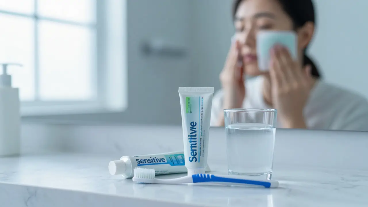 Jemná ústní hygiena a chladný obklad pro pooperační péči