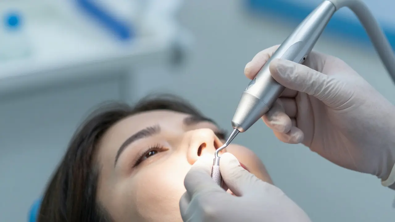 Zubní nástroje pro kyretáž a hloubkové čištění v klinickém prostředí