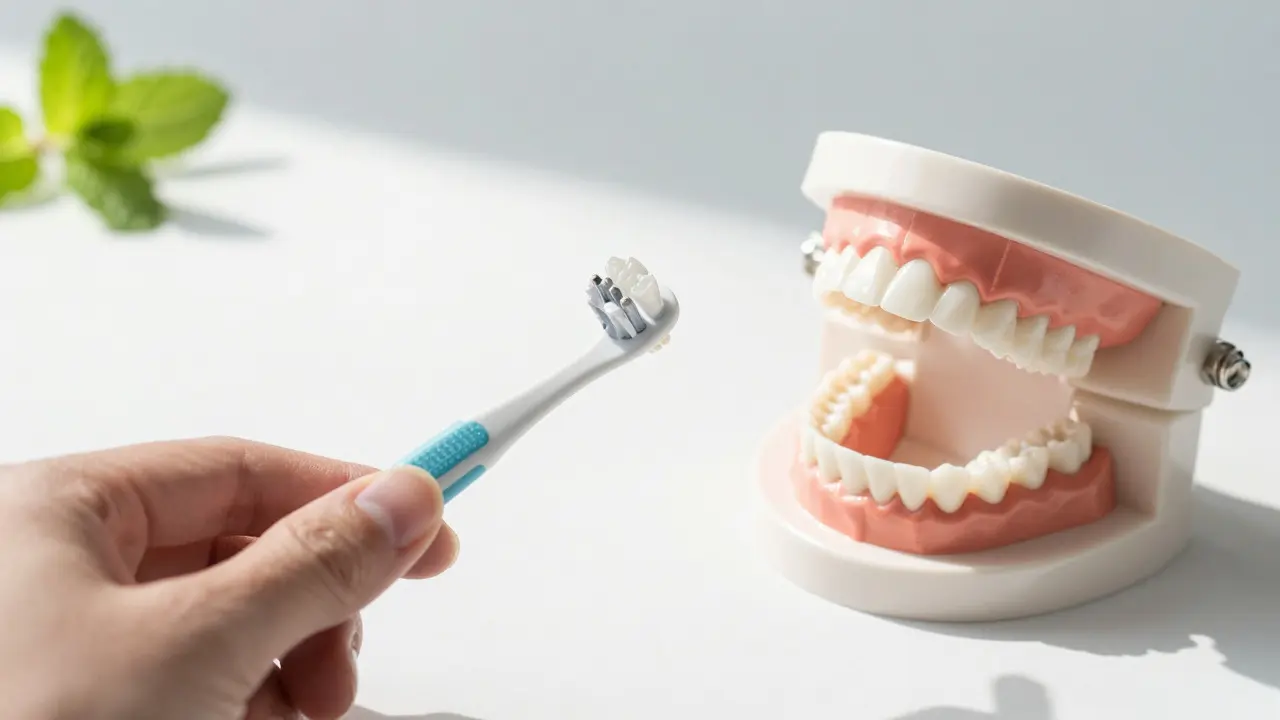 Hygiena ústní dutiny s kartáčkem a chráničem