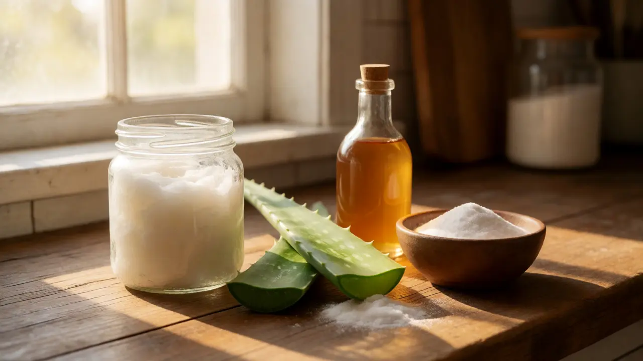 Přírodní prostředky: kokosový olej, aloe vera a ocet